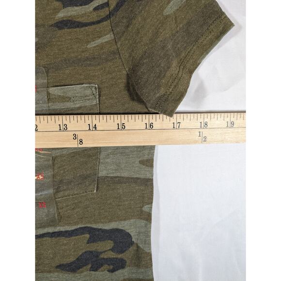 Zoe Liv Camo Print Tshirt XS Green Short Sleeve Hi Low Hem Crew Layer Camouflage - Picture 4 of 8